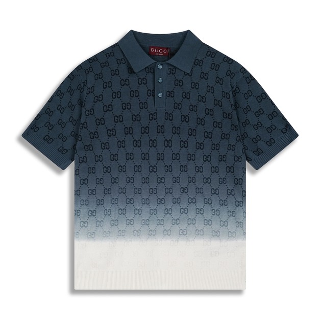 GUCCI 漸層翻領針織Polo短袖