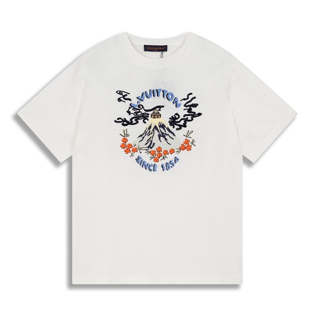 LOUIS VUITTON x Nigo聯名款 字母嵌花與刺繡圖案針織短袖
