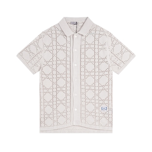 DIOR 針織polo開襟衫短袖 (米色)