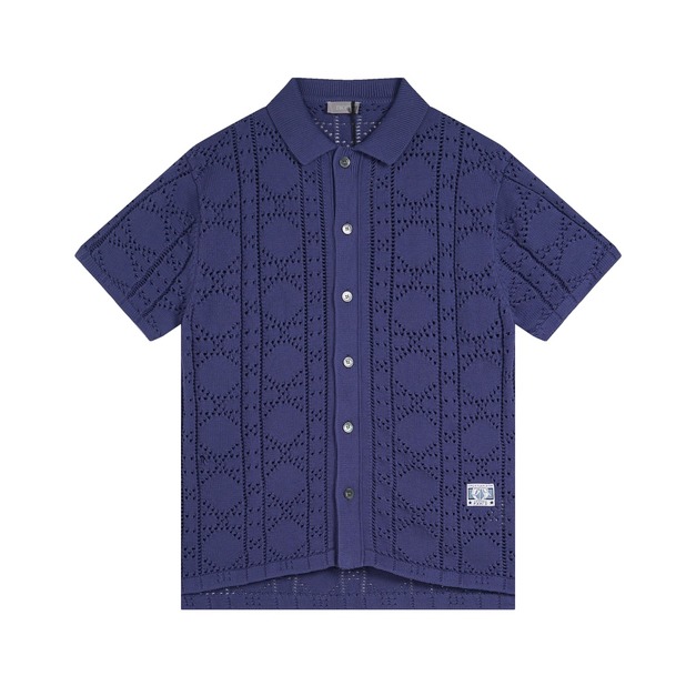 DIOR 針織polo開襟衫短袖 (深藍色)
