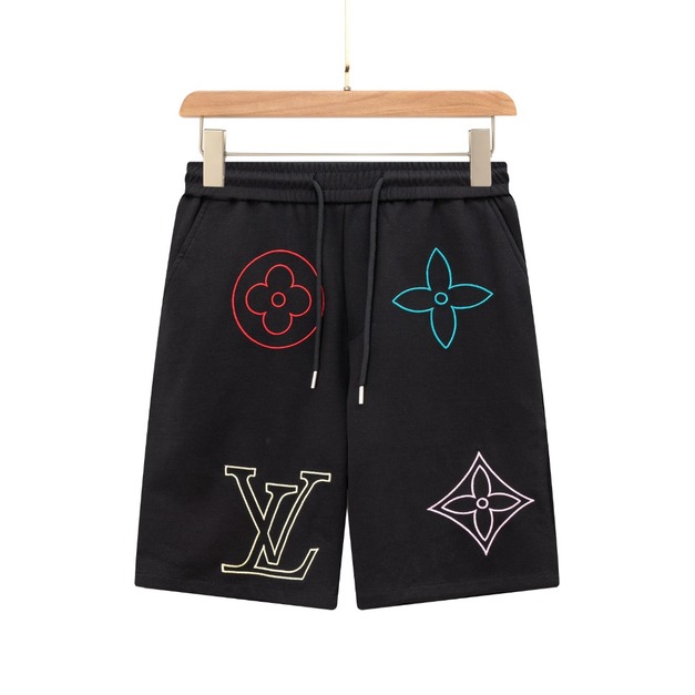 LOUIS VUITTON 彩色刺繡標誌短褲 (黑)