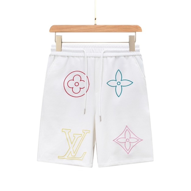 LOUIS VUITTON 彩色刺繡標誌短褲 (白)