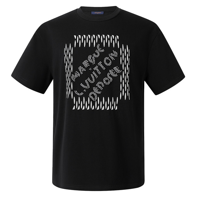 LOUIS VUITTON 刺繡珠珠棉質短袖 (黑)