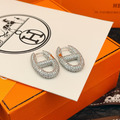 HERMES 豬鼻子鑲鑽滿天星銀色耳釘_1