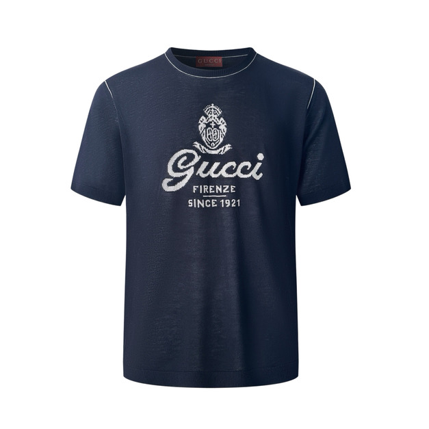 Gucci 嵌花針織短袖(深海藍)