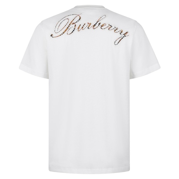 BURBERRY 格紋草書風格徽標短袖 (白)