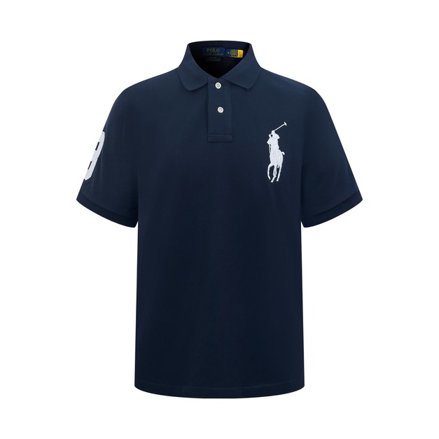 RALPH LAUREN 徽標刺繡Polo衫 (藍)