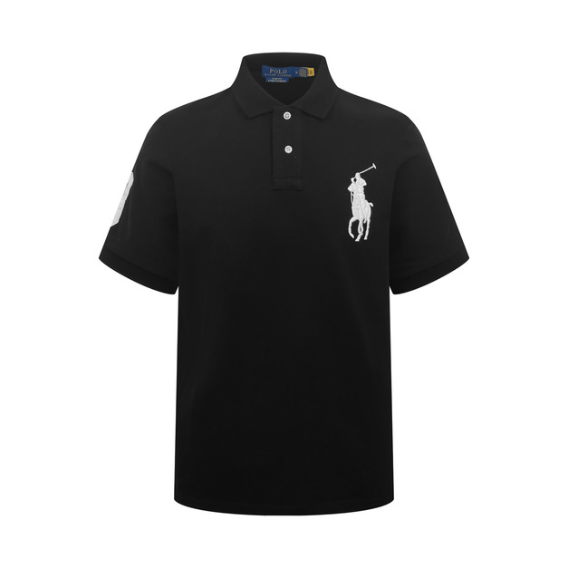 RALPH LAUREN 徽標刺繡Polo衫 (黑)
