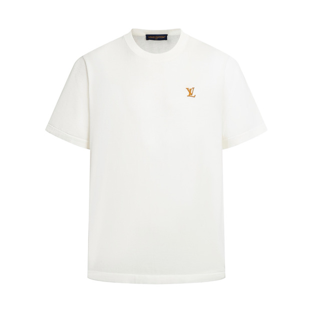 LOUIS VUITTON 皮牌標識毛織短袖（白色）
