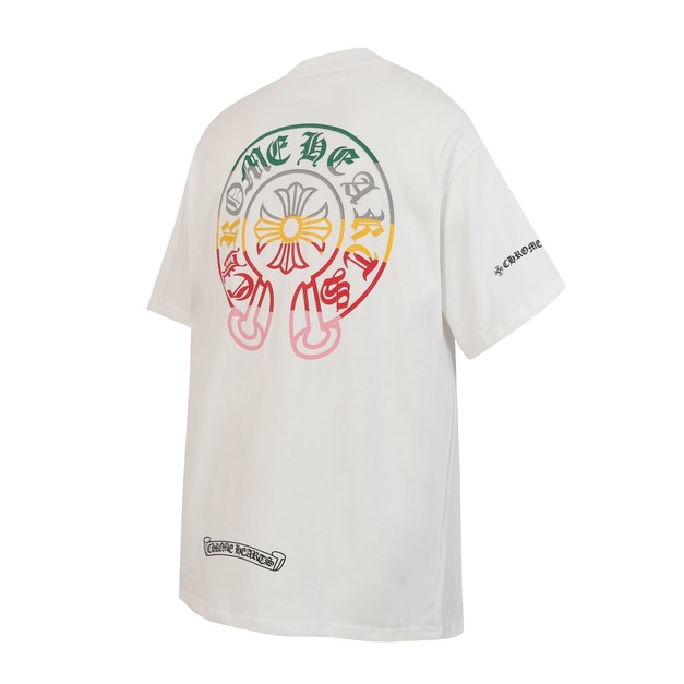 CHROME HEARTS 漸層馬蹄燙鑽印花短袖 (白)