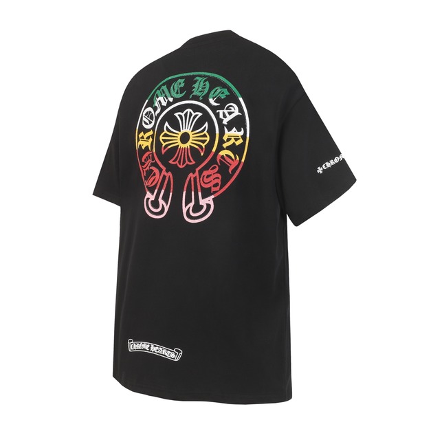 CHROME HEARTS 漸層馬蹄燙鑽印花短袖 (黑)