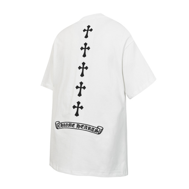 CHROME HEARTS 梵文貼布繡十字架短袖 (白)