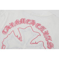 CHROME HEARTS 梵文貼布粉紅刺繡十字架短袖 (白)_4