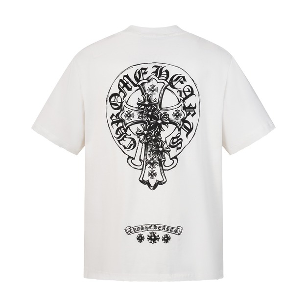 CHROME HEARTS 馬蹄磨破短袖 (白)