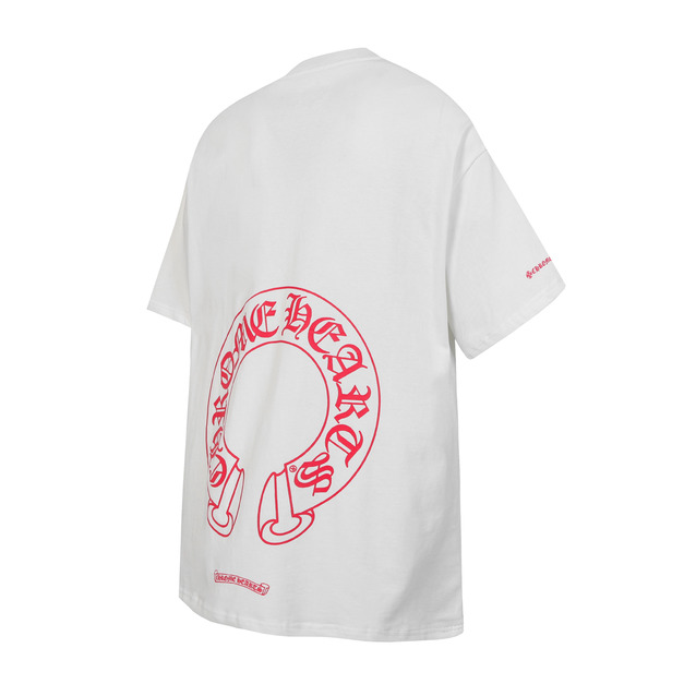 CHROME HEARTS 下擺梵文馬蹄印花短袖 (白)