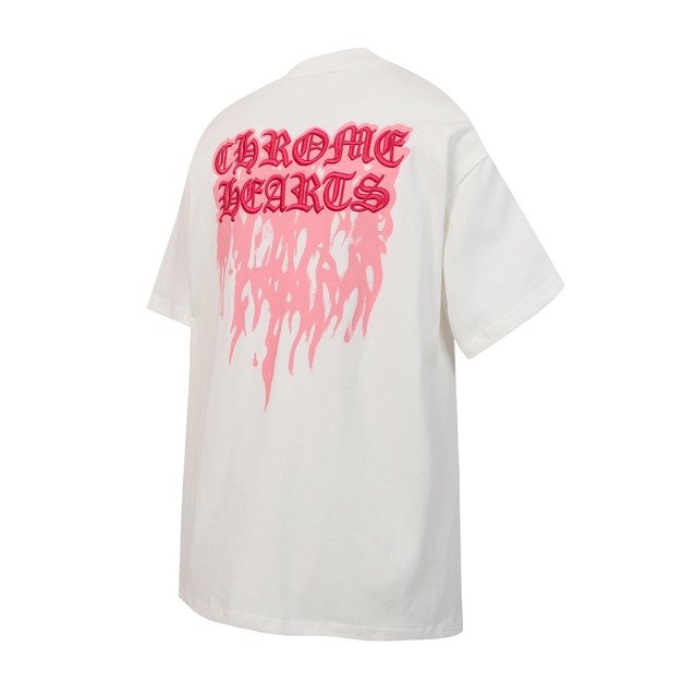 CHROME HEARTS 梵文火焰字母立體繡短袖 (白)