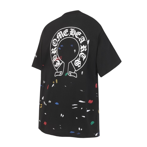 CHROME HEARTS 潑墨馬蹄印花短袖 (黑)