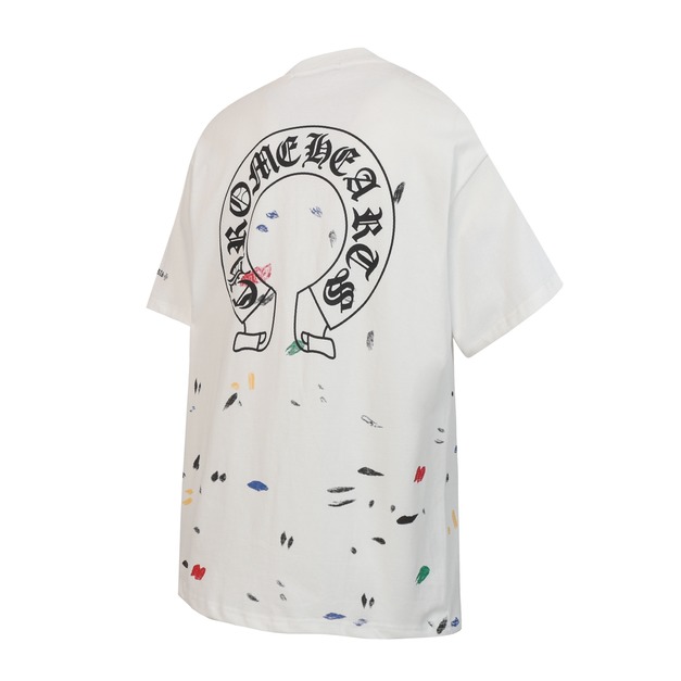CHROME HEARTS 潑墨馬蹄印花短袖 (白)