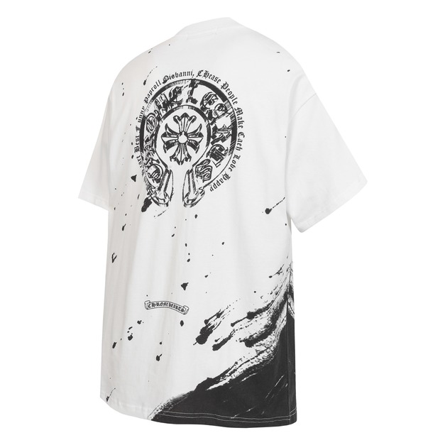 CHROME HEARTS 潑墨馬蹄模糊印花短袖 (白)