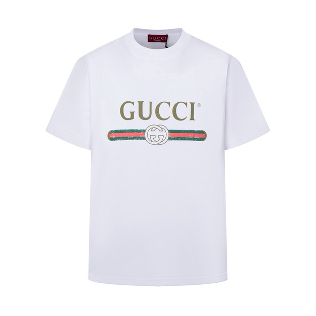 GUCCI 經典做舊腰帶短袖（白色）