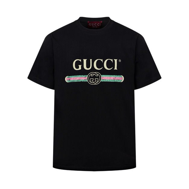 GUCCI 經典做舊腰帶短袖（黑色）