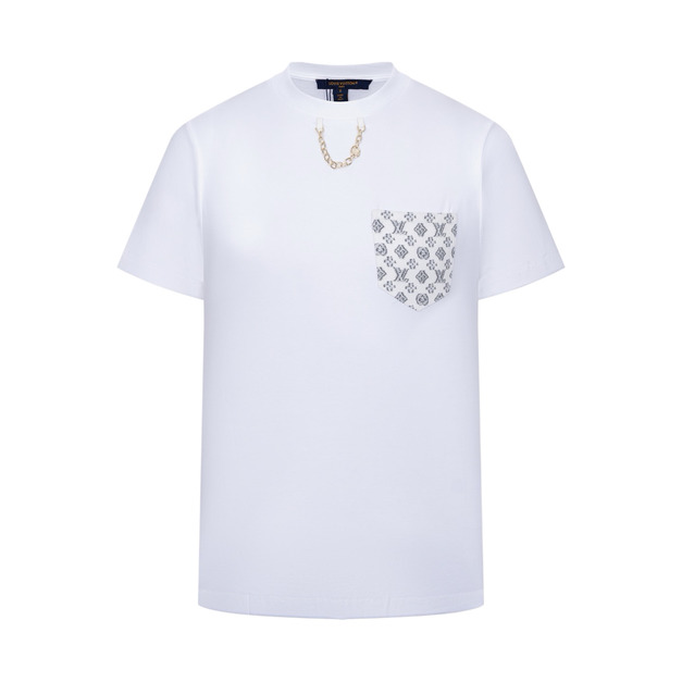 LOUIS VUITTON 提花牛仔口袋鏈條短袖 (白)