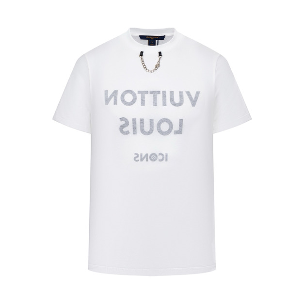 LOUIS VUITTON 鏡像字母印花鏈條短袖（白色）