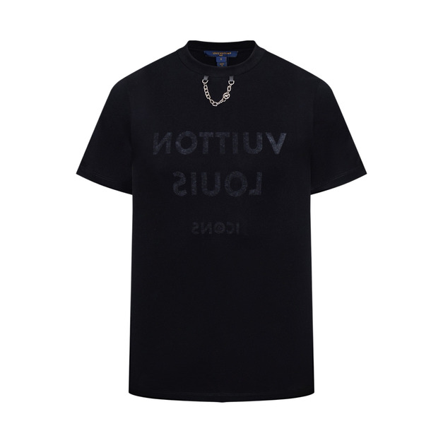 LOUIS VUITTON 鏡像字母印花鏈條短袖（黑色）