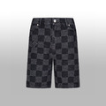 LOUIS VUITTON 黑格子牛仔短褲