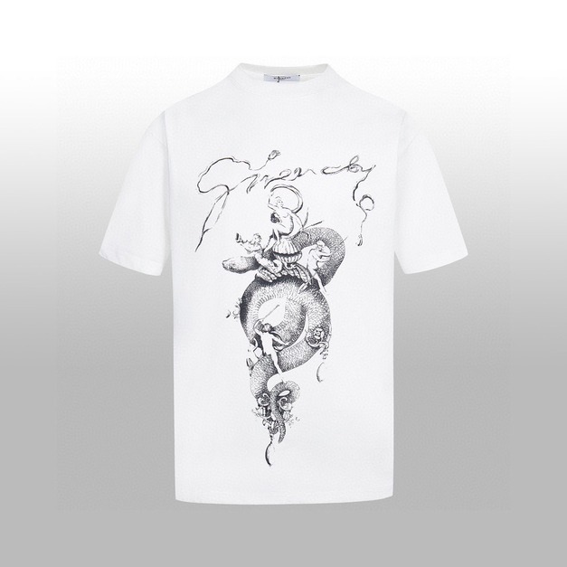 GIVENCHY 中古世紀復古插畫短袖 (白)
