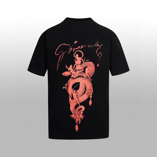 GIVENCHY 中古世紀復古插畫短袖 (黑)