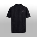 LOUIS VUITTON 燙鑽直線條短袖 (黑)
