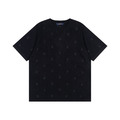 LOUIS VUITTON LV 小字母刺繡針織短袖 (黑)