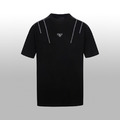 PRADA 斜線條三角標短袖 (黑)