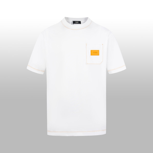 FENDI 口袋LOGO縫標短袖 (白)
