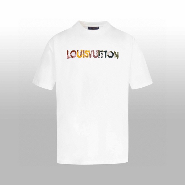 LOUIS VUITTON 彩色刺繡LOGO短袖 (白)