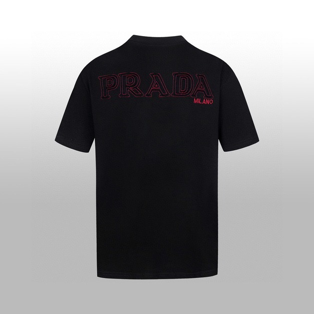 PRADA 背後大簍空LOGO短袖 (黑)
