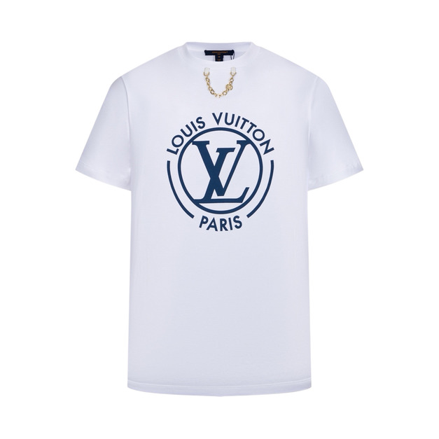 LOUIS VUITTON 大Logo印花鏈條短袖（白色）