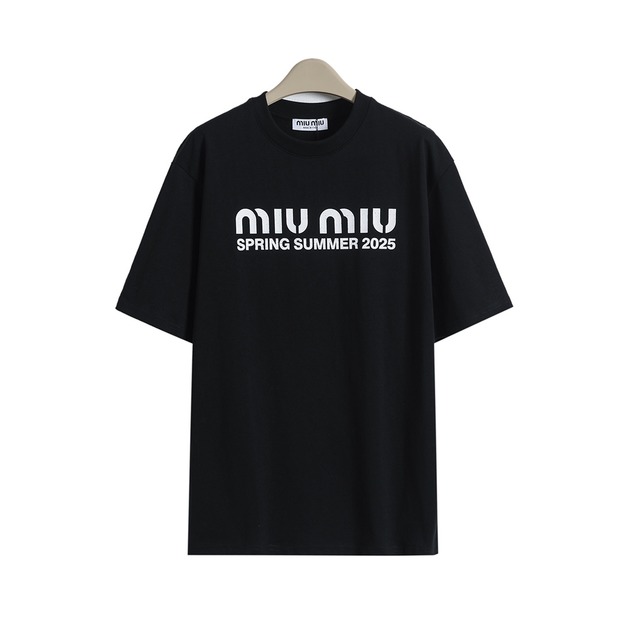 MIUMIU 大logo字母做舊印花短袖