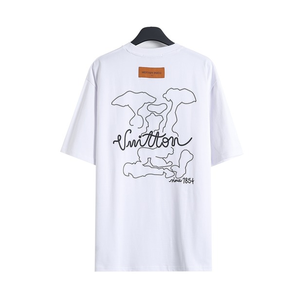 LOUIS VUITTON 鏤空祥雲印花短袖 (白)