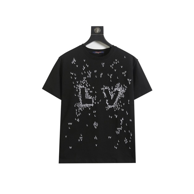 LOUIS VUITTON 滿天星logo刺繡短袖 (黑)