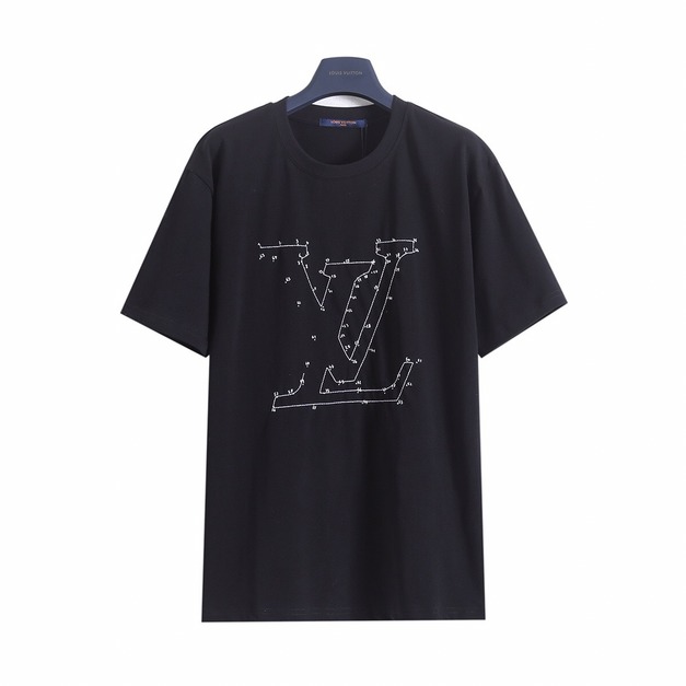 LOUIS VUITTON 星宿數位座標印花刺繡短袖 (黑)