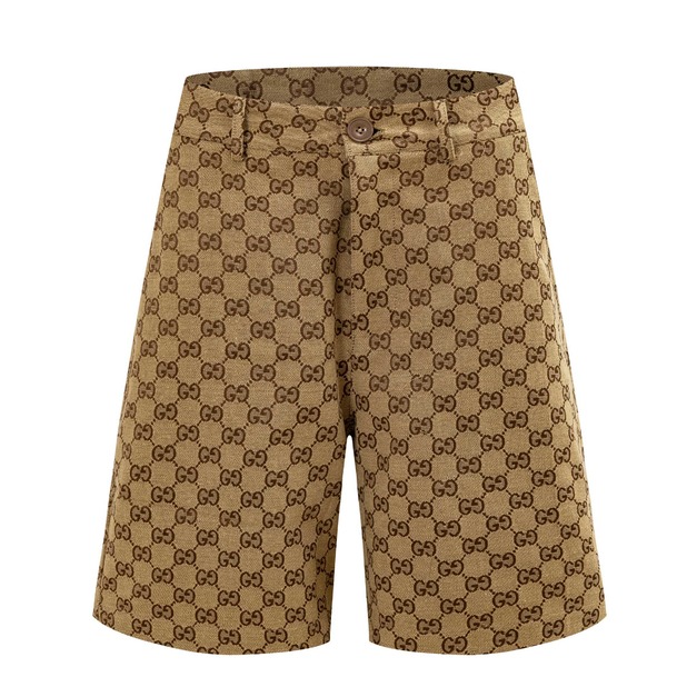 GUCCI 雙G提花標識全棉短褲 (咖啡色)