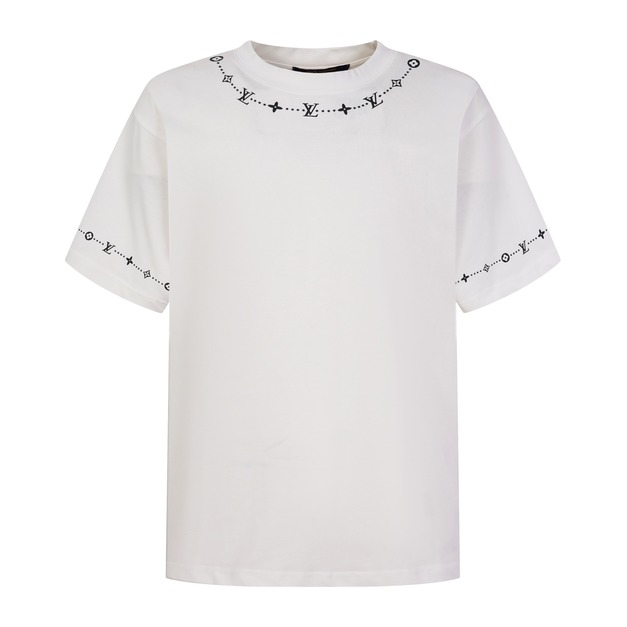 LOUIS VUITTON 老花LOGO串接短袖 (白)