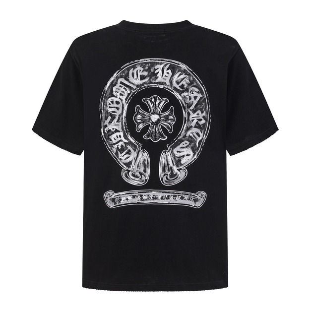 CHROME HEARTS 船錨馬蹄手繪短袖 (黑色)