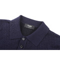 FENDI 純色徽標紐扣套頭 POLO 衫 (藍)_2