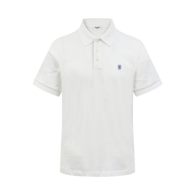 CELINE 標識刺繡 Polo 衫 (白)