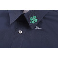 DIOR 棉質幸運草刺繡標識短袖襯衫 (藍)_3