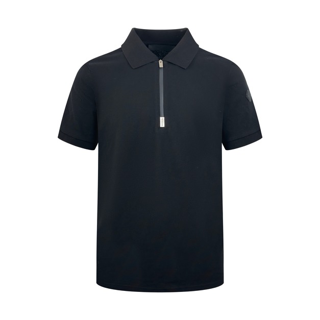 MONCLER 標識半拉鍊 Polo 衫 (黑)