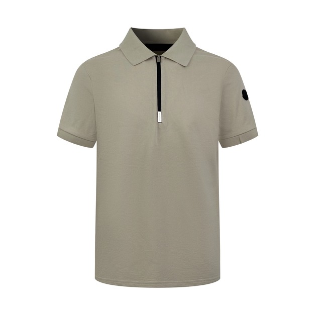 MONCLER 標識半拉鍊 Polo 衫 (淺卡其)